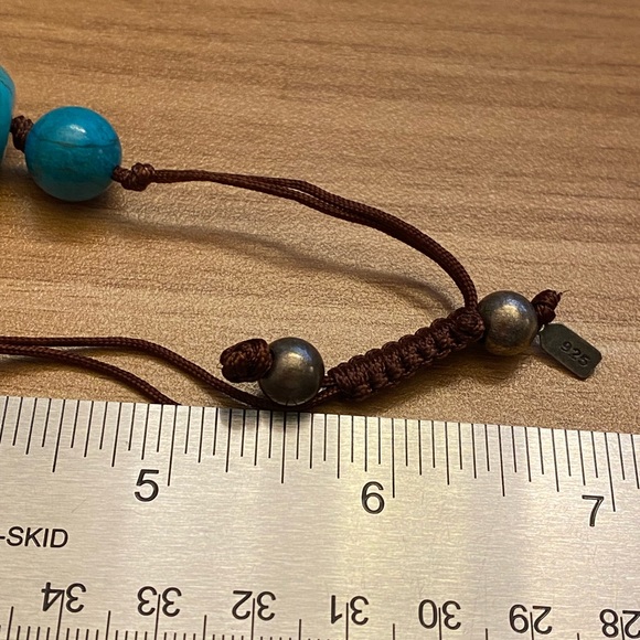 Chunky beautiful Peyote Bird, turquoise, nugget necklace on a brown cord - Picture 9 of 12